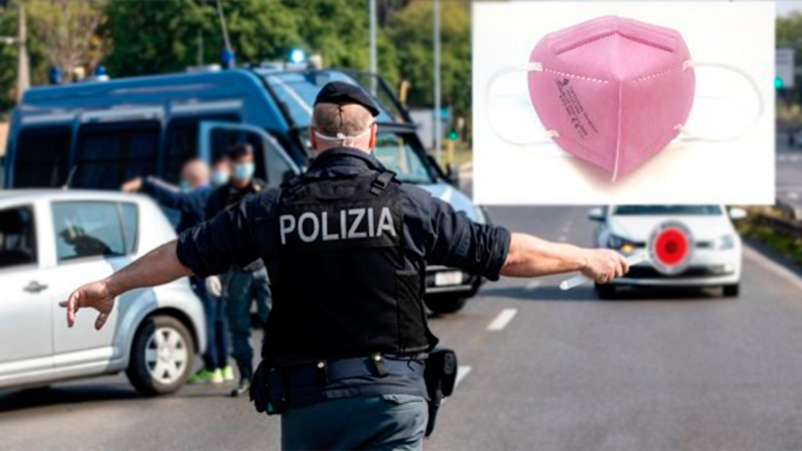 Policías italianos se quejan por tener que usar mascarillas rosadas
