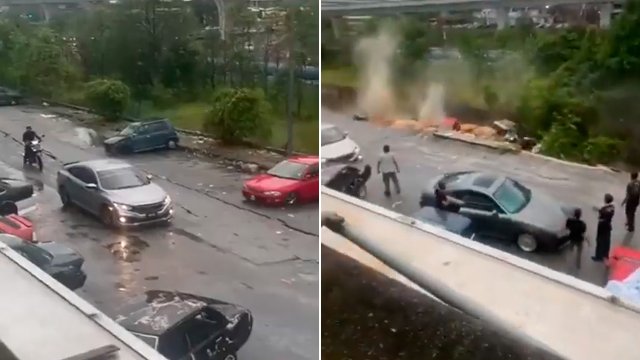 Todo se derrumbó: Desprendimiento de suelo “tragó” autos en Malasia