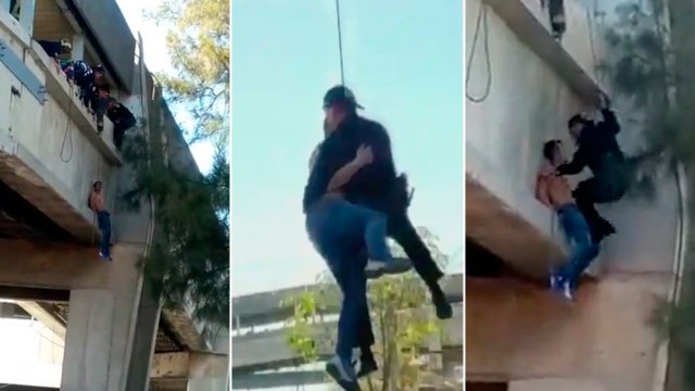 Policía mexicano ejecutó maniobra “a lo hombre araña” para evitar suicidio