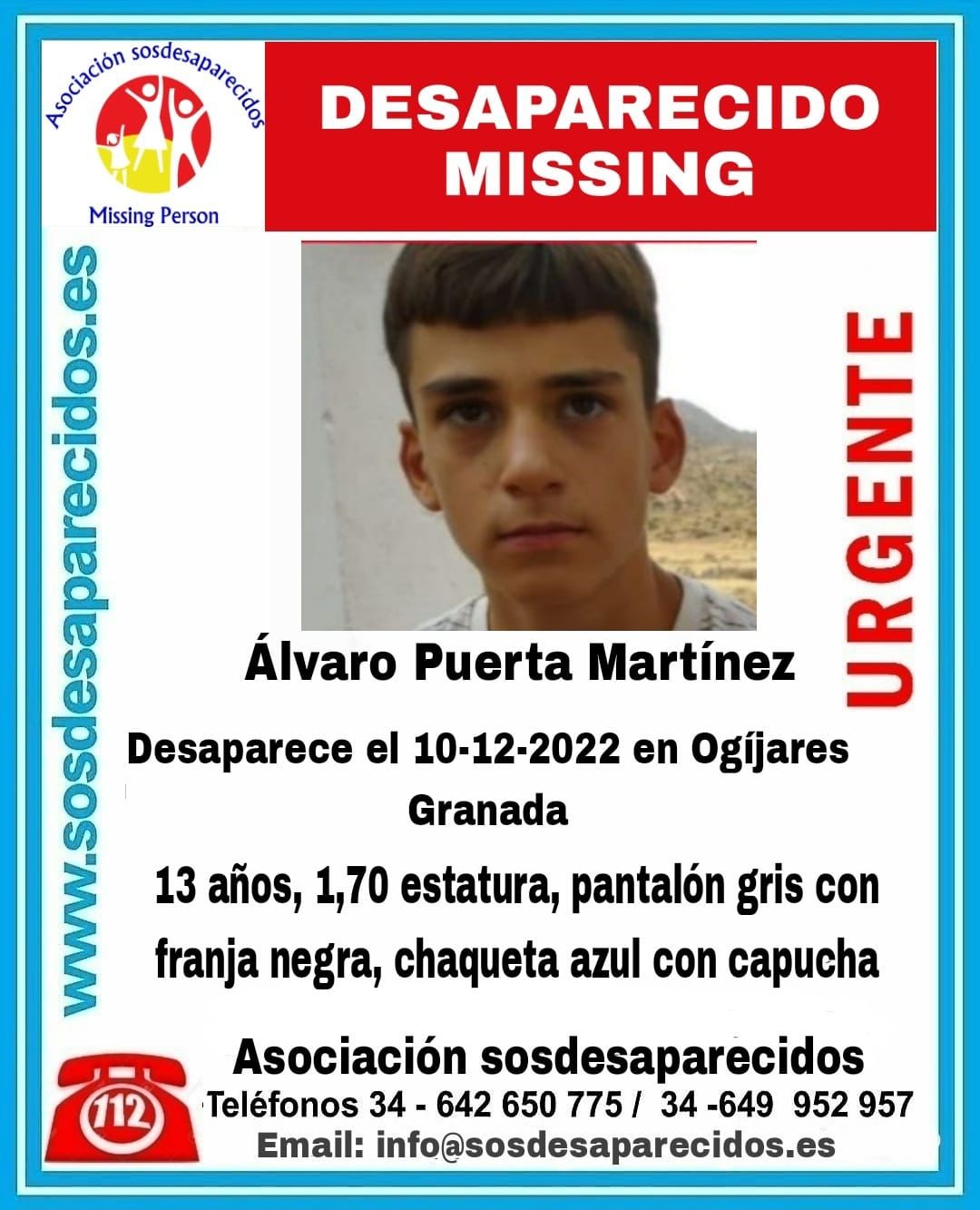 Joven desaparecido en Ogíjares. /IDEAL