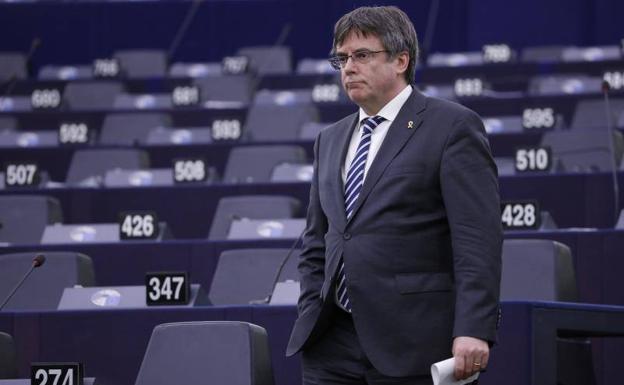 El expresidente catalán Carles Puigdemont, en el Parlamento Europeo/
